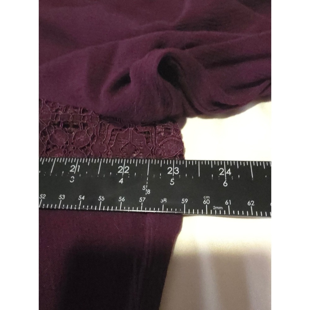 Free People Purple Lace Trim Peasant Blouse Long Sleeve Boho Top Medium EUC - Picture 9 of 10